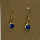 24K Gold Earrings with Blue Glass Embelishment