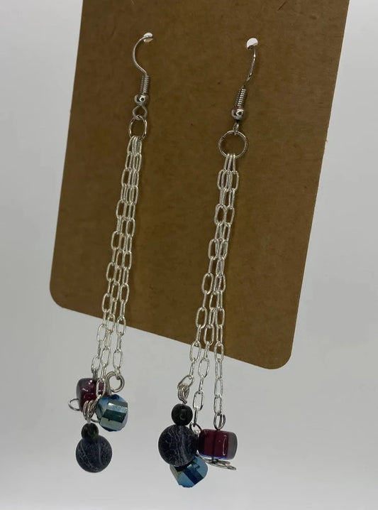 Chain Drop Stone Earrings